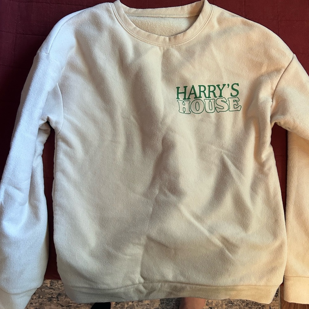 Cream Sweatshirt with Green Print